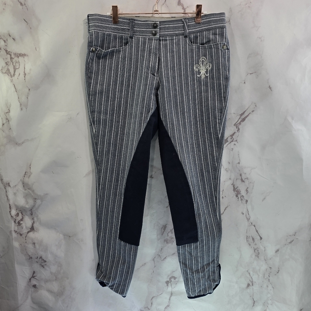 Kyra K Breeches Womens 88 Riding Pants Blue Striped Seat Equestrian Jodhpurs